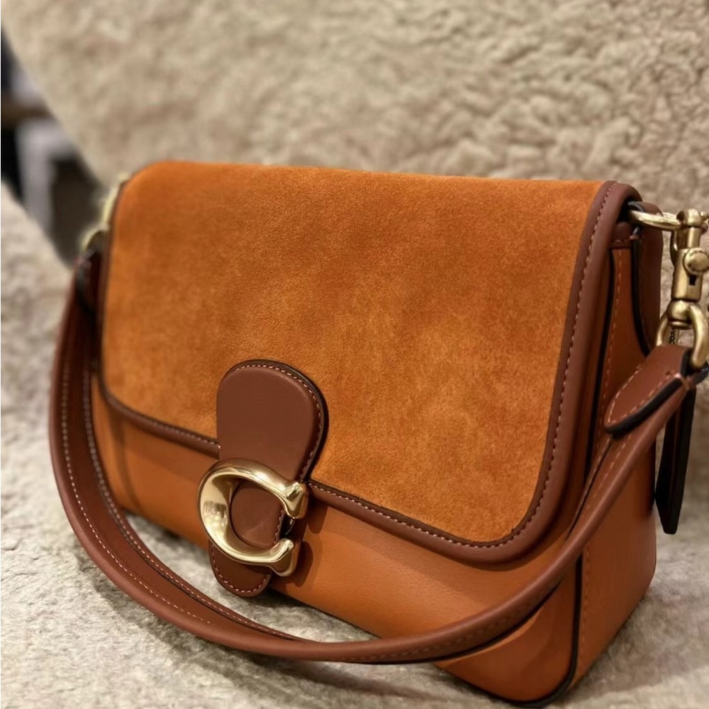 NWT Coach C5262 Smooth Leather and Suede Soft Tabby Shoulder Bag 2 Straps-Canyon - Picture 9 of 15
